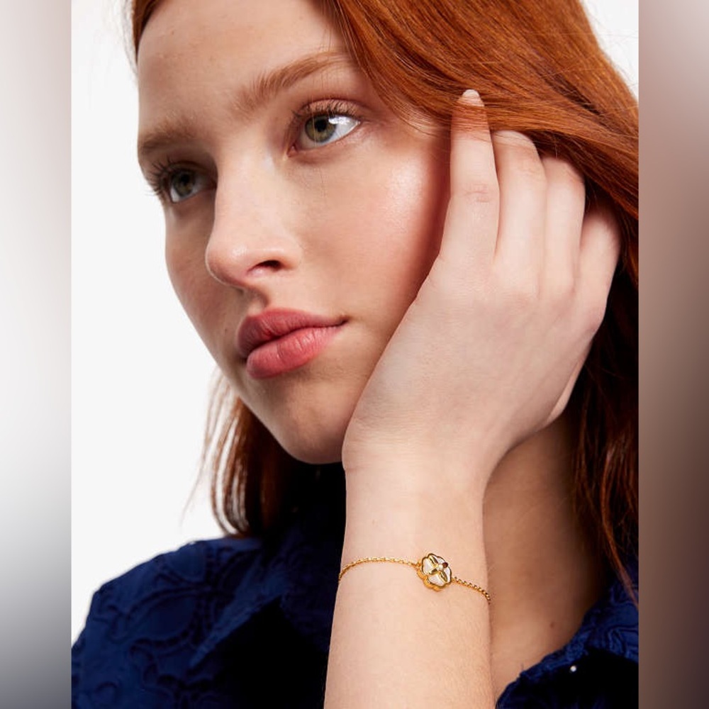 NWT Kate Spade Heritage Bloom Bracelet Gold-Tone Cubic Zirconia, Mother-of-Pearl - Picture 5 of 5